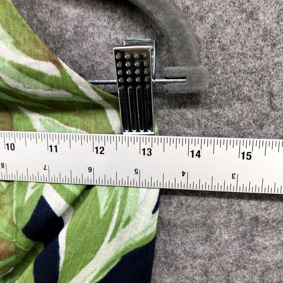 Ann Taylor Leaf Print Halter Dress Size 0 Fit Flare Pleated Blue Green Tropical - Picture 8 of 10